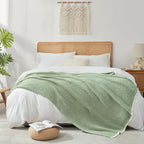 Snuggle Sac Sage Green Waffle Throw Blanket for Couch Bed Sofa 60x80 inches, Reversible Sage Green Blanket Microfiber Fluffy Fuzzy Cozy Knit Twin Blanket for Women Mothers Birthday Gifts
