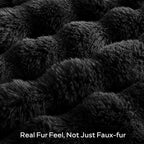 JELLYMONI Faux Fur Throw Blanket - Plush Black Cozy Blanket for Couch & Bed, Ultra-Soft Fuzzy Texture, Thick Warm Throw for All Seasons, 50"x60"