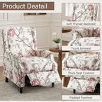 UIXE Recliner Chairs Set of 2, Fabric Armchair Upholstered Pushback Accent Chair for Living Room, Rivet Trim Club Chair Home Theater Single Sofa Bedroom Side Reading Seat - Beige Floral