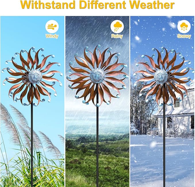 LimeHill Metal Wind Spinner for Garden and Yard - Kinetic Wind Spinners Outdoor Large (24 x 84 inches)