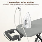 Yaheetech Ironing Board, Compact Iron Board with Cord Holder, Steam Iron Rest and Bottom Storage Tray, 9 Adjustable Heights & 3 Layer Cover, Folding Heavy Duty Ironing Board 52X14, Gray