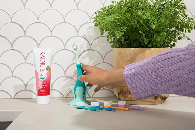 RADIUS USDA Organic Kids Toothpaste 3oz Non Toxic Chemical-Free Gluten-Free Designed to Improve Gum Health for Children's 6 Months and Up - Dragon Fruit - Pack of 3