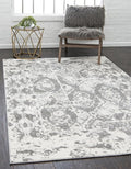 Unique Loom Rosso Collection Vintage, Geometric, Bohemian, Traditional, Distressed, Southwestern Area Rug, Rectangular 5' 0" x 8' 0", Light Gray/Ivory