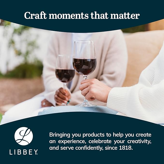 Libbey 7504 Vina Tall Wine Glasses Set, All Purpose Red and White Wine Glasses Set of 12, Professional Grade Glass Wine Glasses for Gatherings, Events