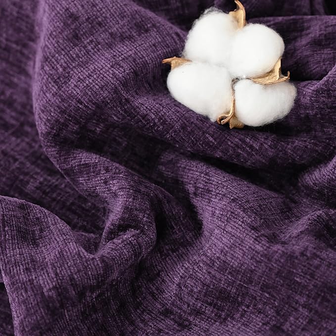 CaliTime Throw Pillow Covers Decorative 20 X 26 Inches Pack of 2 Cozy Chenille Standard Pillow Shams Cases for Couch Sofa Bed Living Room Home Plum Purple