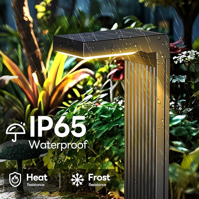 Solar Pathway Lights Outdoor 4Pack, 400LM Motion Sensor Walkway Lights with Warm/Cool White, 12H Lasting, IP65 Waterproof Solar Powered Landscape Lighting for Garden, Yard
