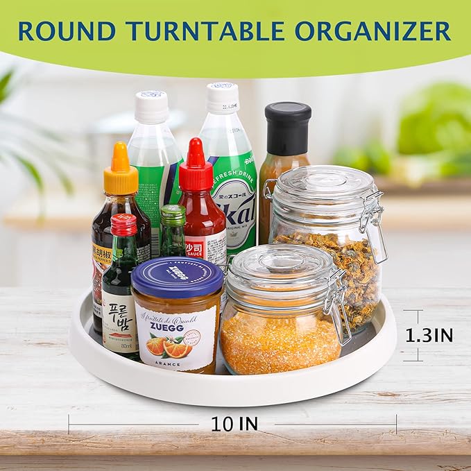 Set of 6, 10 Inch Non-Skid Lazy Susan Turntable, Lazy Susan Organizer for Cabinet, Pantry Organization, Kitchen Storage, Bathroom Sink Cabinet, Refrigerator, Countertop, Spice Rack (6 Pack 10 in)