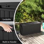 80 Gallon Outdoor Storage Box with Wheels, Waterproof Lockable Resin Deck Box Patio Storage Bin for Pool Accessories Cushion Furniture, Garden Tools, UV-Resistant Outside Delivery Black