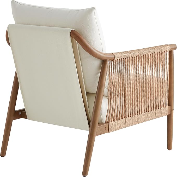 CHITA Braid Armchair, Modern Accent Chair for Living Room, Cream