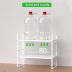 Expandable Cabinet Storage Shelf Stackable Organizer Rack for Kitchen Bathroom Pantry Spice Cupboard Coffee Countertop Home Office Desk Heavy Duty Nonslip White Large 2 Packs