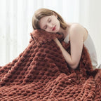 NEWCOSPLAY Super Soft Throw Blanket Coffee Premium Silky Flannel Fleece 3D Clouds Stylish Jacquard Lightweight Bed Blanket All Season Use 350GSM (Coffee, Throw(50"x60"))