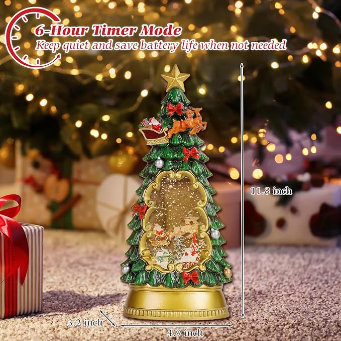 Christmas Snow Globes,with Musical and 6 Hour Timer,Snow Globes Lights, Christmas Indoor Decorations, Christmas Tree Decorations,USB & Battery Powered,Christmas Christmas Santa Claus