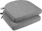 downluxe Indoor Chair Cushions for Dining Chairs, Soft and Comfortable Textured Foam Kitchen Chair Pads with Ties and Non-Slip Backing, 16" x 16" x 2", Dark Grey, 2 Pack