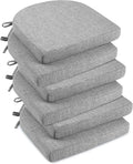 downluxe Indoor Chair Cushions for Dining Chairs, Soft and Comfortable Textured Foam Kitchen Chair Pads with Ties and Non-Slip Backing, 16" x 16" x 2", Light Grey, 6 Pack