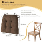 Non Slip Chair Cushions for Dining Chairs Set of 4 Kitchen Chair Cushions 18"x18"x3" Turfted Chair Pads Comfortable and Soft Seat Cushion with Ties, Coffee