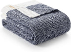 Snuggle Sac Heather Navy Oversized Twin-XL Size Blanket, Super Soft, Warm, Knit, 66x90 inches