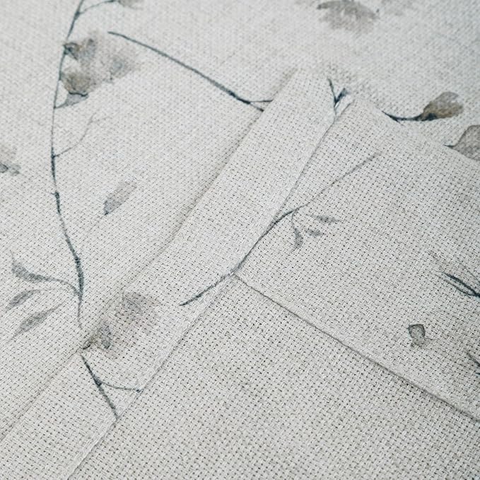 Pinch Pleated Floral Linen Curtains, 52 Inch Wide by 84 Inch Long Printed Curtains for Privacy Light Filtering, Suitable for Living Rooms and Sunrooms.2 Panels