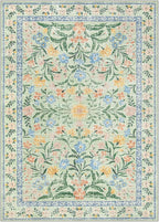 Wonnitar 10x14 Machine Washable Area Rugs, Green Floral Large Rugs for Living Room, Ultra-Thin Foldable Boho Flower Print Bedroom Carpet for Dorm Apartment Office