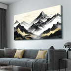 amatop Oversized Wall Art for Living Room Modern Extra Large Abstract Inspirational Mountain Black Gold Canvas Print Landscape Artwork Zen Scenery Picture for Bedroom Office Horizontal Decor 58x29 Inch