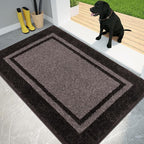 PURRUGS Dirt Trapping Door Mat 32" x 48", Non-Slip/Skid Machine Washable Entryway Rug, Shoes Scraper, Area Rug, Super Absorbent Welcome Mat for Muddy Wet Shoes and Paws, Grayish Brown & Coffee