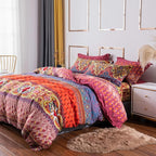 ABREEZE Bohemian Duvet Cover Set Colorful Orange Boho Retro Bedding Set Damask Paisley Cotton Duvet Cover Tribal Reversible Bedding Exotic Style Comforter Cover 3-Piece Full