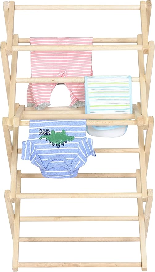 Pennsylvania Woodworks Clothes Drying Rack: Solid Maple Hard Wood Laundry Rack for Baby Clothes, Hand Towels, Delicates & More, Durable Small Folding Drying Rack, Made in USA, No Assembly Needed