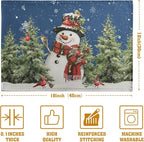Blue Snowman Christmas Placemats Set of 4 Xmas Tree Cardinal Snowflakes Linen Table Mats Seasonal Winter Holiday Place Mats Washable Placemat for Party Kitchen Dining Outdoor Indoor Decor