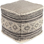 REDEARTH · Tufted Pouf Ottoman with Filler Textured Storage Cube Bean Bag Pouffe Footrest for Living Room, Bedroom, Nursery, Kidsroom; 100% Cotton (17.5"X17.5"X17.5", Diamond Virgule)