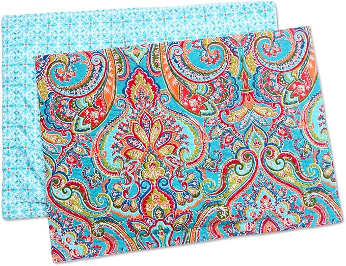 NEWLAKE Quilted Cotton Bed Pillowcases, European Gorgeous Floral Pattern, 2 Pieces, 20x27 Inch