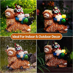 Garden Gnomes Decor Outdoor Statues Gnome on Highland Cow Hold Solar Cup Light Outdoor Decorations for Patio,Yard and Gift for Mom