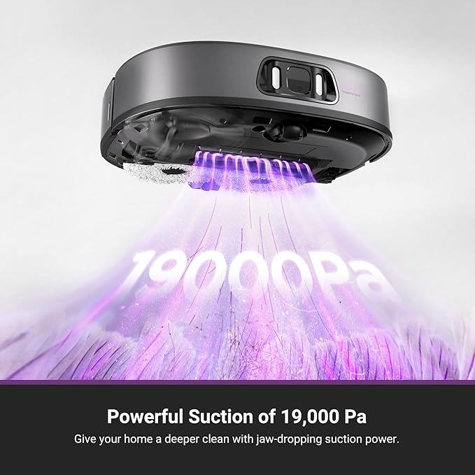 Eureka J15 Ultra Self Emptying Robot Vacuum, 19,000 Pa Suction, Flex-Arm Mop Design, 167℉Hot Water Mop Washing & 131°F Hot Air Drying, AI Obstacle Avoidance, Black