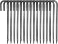 VEVOR Rebar Stakes, 16-Inch, Heavy-Duty 0.4 in Diameter J Hook, Galvanized Steel Ground Anchors with Chisel Point End & Rust-Resistant Coating, for Gardening Support, Fence, Camping Tents (16-Pack)