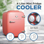 IBMF4BLS Fridge for Bedroom, Skincare, Portable Cooler & Warmer for Makeup, for Office & Home Refrigerator, Mini (4 L / 6-Can), Blush Red