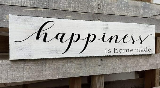 Happiness is Homemade Sign, Farmhouse Kitchen Sign,Rustic Wooden Kitchen Wall Decor for Dining Room (Happiness) 6x16 Inch