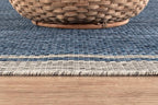 CAMILSON Indoor Outdoor Rug, 10x14 Bordered Navy Blue Gray Modern Large Area Rugs for Indoor and Outdoor Patios, Porches Waterproof Washable Porch Deck Outside Carpet (Bordered Navy, 10 x 14)