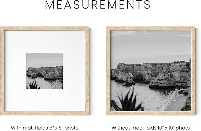 HAUS AND HUES Oak 10x10 Square Picture Frames, Set of 25, Beige, Wall-Mountable, Modern Gallery Wall Frame Set