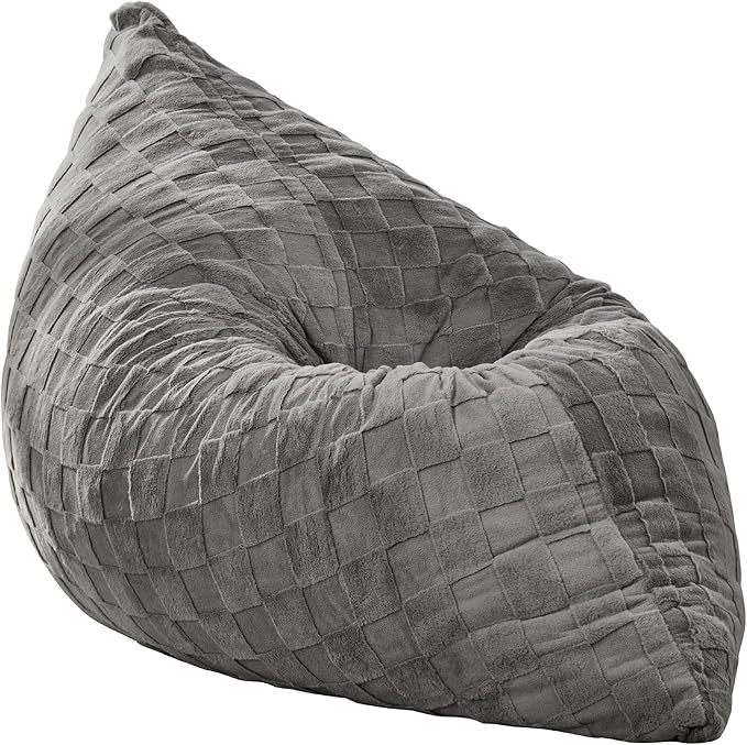Hobestluk 3 in 1 Bean Bag Chair Giant Bean Bag Chairs for Adults with Plaid Cover Convertible Bean Bag Floor Cushion with Machine Washable Cover for Living Room (Plaid Grey)