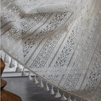 Sutuo Home Boho Curtain Crochet Lace Semi-Sheer Florals Hollow Knitted Handmade Tassels, Rod Pocket Window Treatment Vintage Rustic Farmhouse Drapes for Living Bedroom, 1 Panel 59" W x 63" L, Beige
