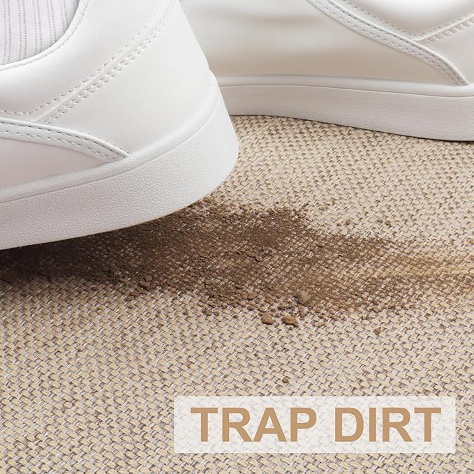 LEKEEPGO Door Mat 36"x59", Non Slip Door Mat Indoor Entrance, Rubber Backing Front Indoor Door mat Washable Absorbent Low-Profile Entryway Entry Resist Dirt Inside Door Mats, Khaki