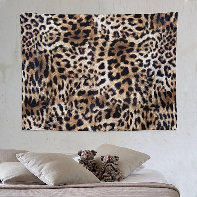 HZOHNAGO Leopard Print Tapestry Nature Wildlife Vintage Cheetah Fur Spot Animal Skin Wild Animals Spots Printed Wall Tapestry Painting Wall Hanging for Bedroom Living Room Dorm 80" W x 60" H