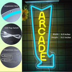 Arcade Neon Sign LED Light Dimmable Gaming Lights for Wall Decor USB Powered Neon Gaming Sign for Game Rooms, Bars and Retro Arcade Decor Gifts for Teenage Boys, Kids