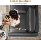 Faux Leather Oversized Accent Chair with Storage Deep Seat Single Sofa Large Reading Armchair for Living Room Bedroom Office Black Set of 2