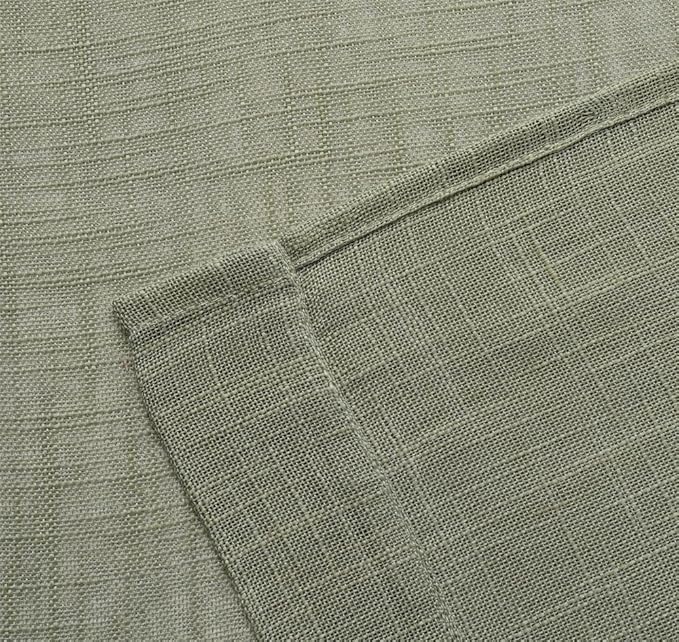 MIUCO Semi Sheer Curtains Poly Linen Textured Solid Grommet Curtains 95 Inches Long for Bedroom 2 Panels (2 x 37 Wide x 95" Long) Sage