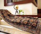 Bohemian Mud Cloth Handmade Throw with Tassels - 120x180 CM Handblock Printed Floral Cotton Blanket, Soft Handloom Sofa Throw for Living Room, Bed, Couch & Home Décor