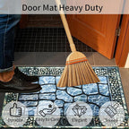 Door Mat Welcome Mat, Heavy Duty Door Mat 23.6 x 35.4 Inch Front Door Mat Rug Doormat for Outdoor Entrance Home Non-Slip Rubber Rug for Front Door, Outside, Entryway, Patio (Blue Welcome)