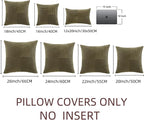 Fancy Homi 2 Packs Olive Green Euro Decorative Throw Pillow Covers 28x28 Inch Room Couch Bed, Rustic Farmhouse Boho Home Decor, Soft Corss Corduroy Patchwork Textured Cushion Case 71x71 cm