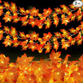 2 Pack Fall Garland with Pumpkin Lights Halloween Decorations Indoor 60 LED 20 Ft Enlarged Maples Leaves Fall Lights Battery Operated Halloween Garland Thanksgiving Decor Home Indoor Outdoor Christmas
