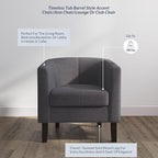 BELLEZE Living Room Chair, Linen Round Accent Barrel Chair, Club Tub Sofa Chair for Bedroom, Corner Chair with Flared Legs and Cozy Soft Padding - Highland (Gray)
