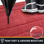 PURRUGS Dirt Trapping Door Mat 34" x 59", Non-Slip/Skid Machine Washable Entryway Area Rug, Dog Doormat, Super Absorbent Welcome Mat for Muddy Wet Shoes and Paws, Burgundy Red