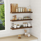 Fun Memories 32 Inch Floating Shelves Wall Shelf Set of 3, Rustic Farmhouse Home Decor Kitchen Living Room Shelves Wall Mounted, 32 x 6.7 x 1.4 Inch, Rustic Brown